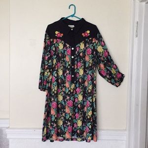 Vintage Roamans floral Wesern button up dress